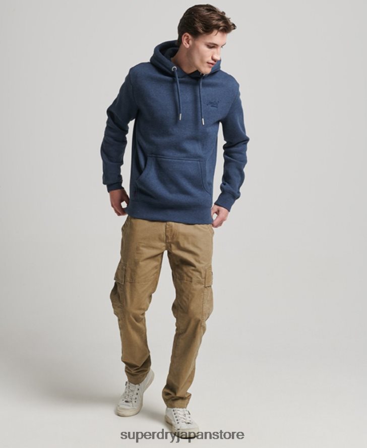 ヴィンテージロゴ刺繍パーカー 男性 Superdry 衣類 海軍 2J62PZ754