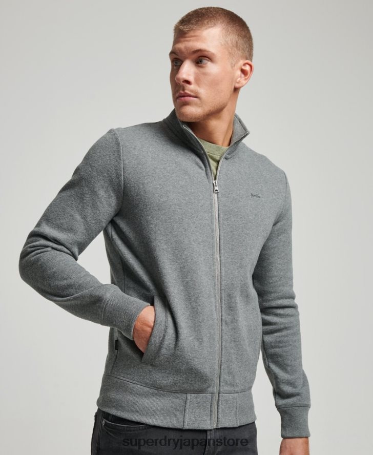ヴィンテージロゴ刺繍ジップトラックトップ 男性 Superdry 衣類 グレー 2J62PZ755