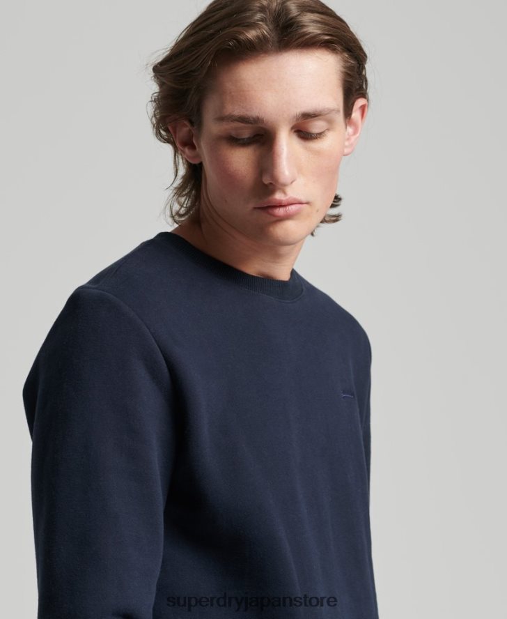 オーガニックコットン ヴィンテージロゴ クルースウェットシャツ 男性 Superdry 衣類 海軍 2J62PZ756