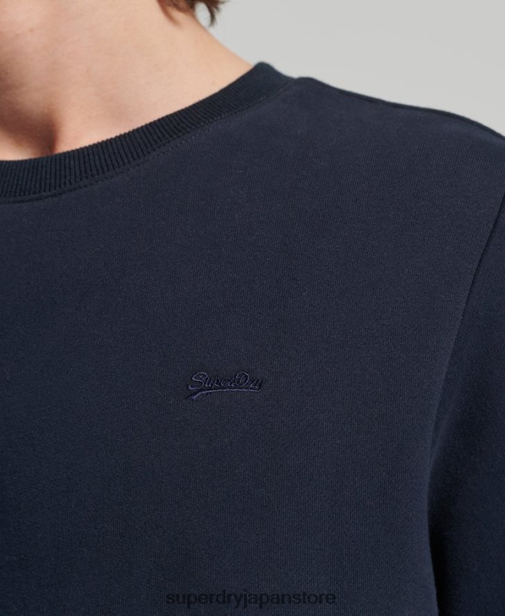 オーガニックコットン ヴィンテージロゴ クルースウェットシャツ 男性 Superdry 衣類 海軍 2J62PZ756
