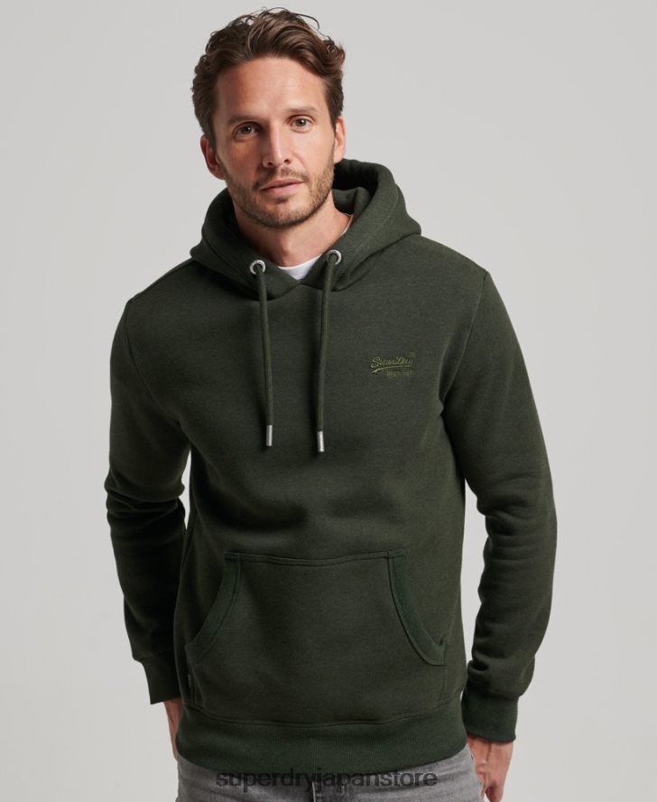 ヴィンテージロゴ刺繍パーカー 男性 Superdry 衣類 緑 2J62PZ762