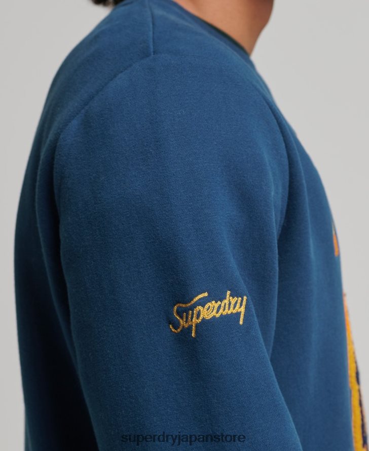 ヴィンテージ カレッジ クルー スウェットシャツ 男性 Superdry 衣類 海軍 2J62PZ765