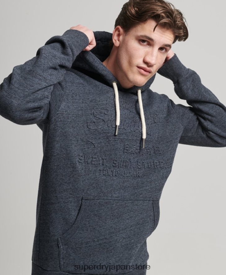 ヴィンテージロゴエンボスパーカー 男性 Superdry 衣類 海軍 2J62PZ767