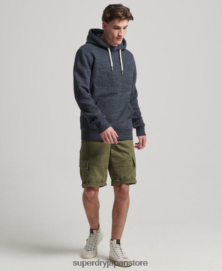 ヴィンテージロゴエンボスパーカー 男性 Superdry 衣類 海軍 2J62PZ767