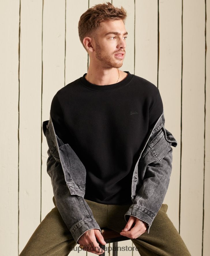 オーガニックコットン ヴィンテージロゴ クルースウェットシャツ 男性 Superdry 衣類 黒 2J62PZ771