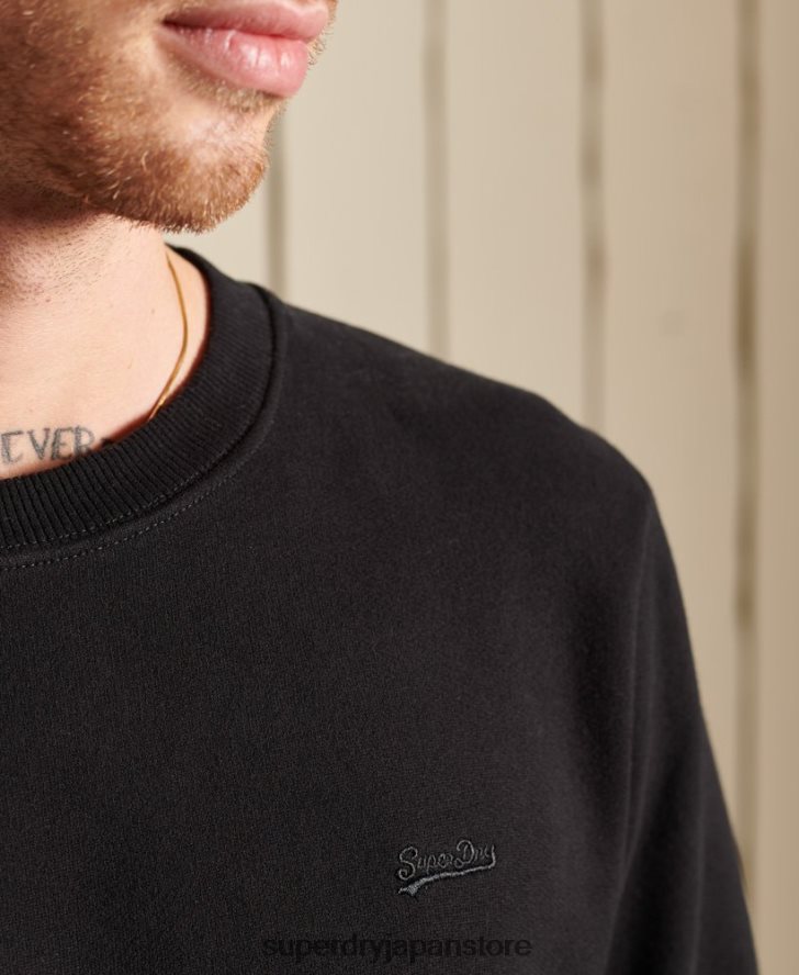 オーガニックコットン ヴィンテージロゴ クルースウェットシャツ 男性 Superdry 衣類 黒 2J62PZ771