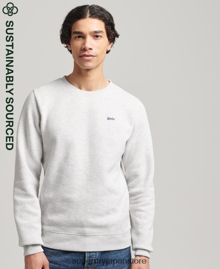 オーガニックコットン ヴィンテージロゴ クルースウェットシャツ 男性 Superdry 衣類 ライトグレー 2J62PZ772