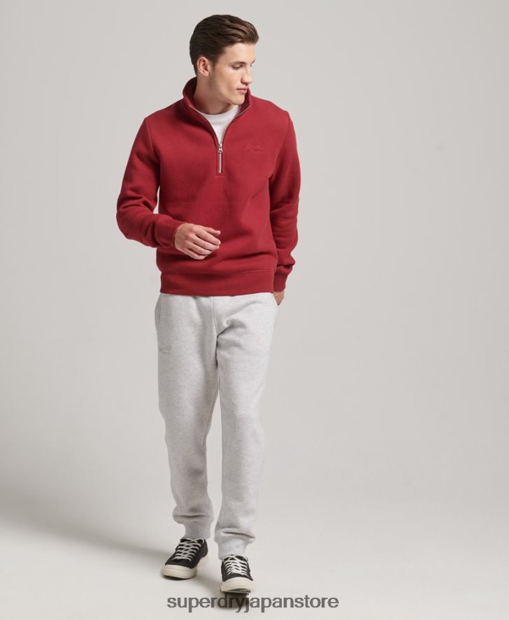 オーガニックコットン エッセンシャル ロゴ ハーフジップ スウェットシャツ 男性 Superdry 衣類 赤 2J62PZ773