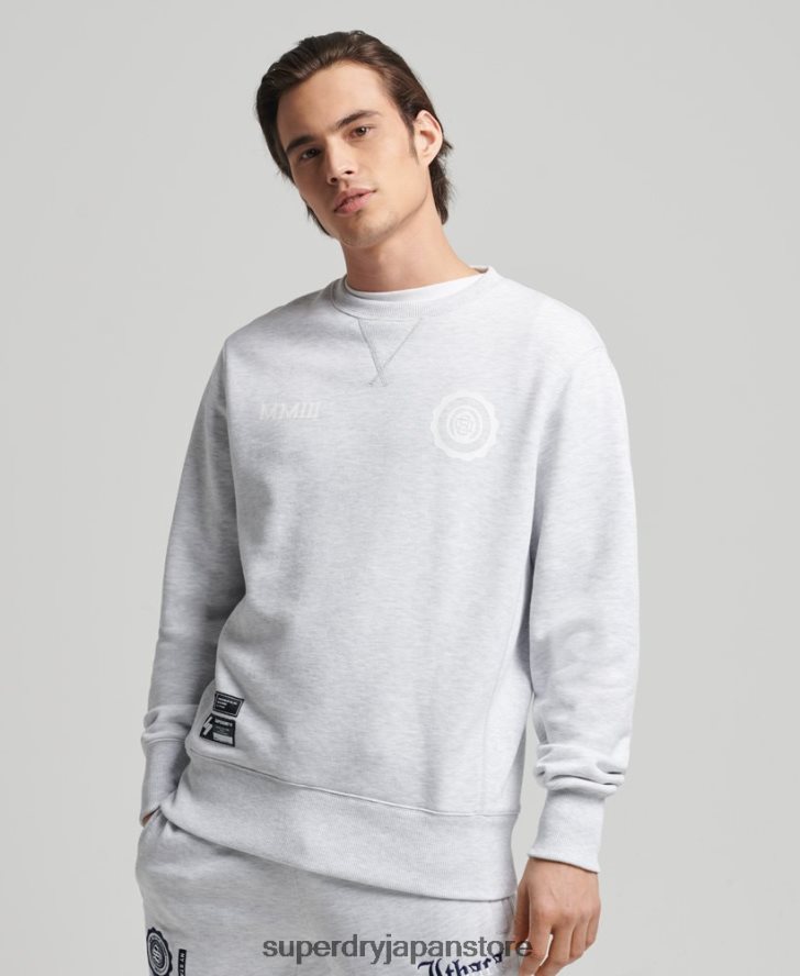 バーシティ アーチ クルー スウェットシャツ 男性 Superdry 衣類 ライトグレー 2J62PZ778