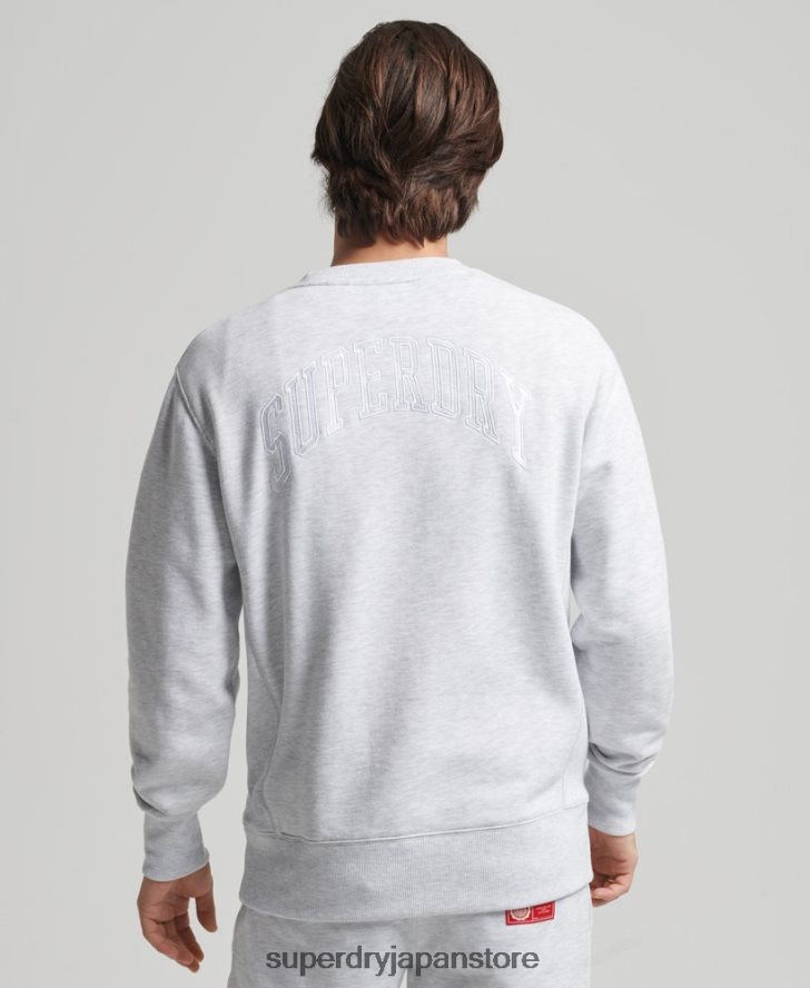バーシティ アーチ クルー スウェットシャツ 男性 Superdry 衣類 ライトグレー 2J62PZ778