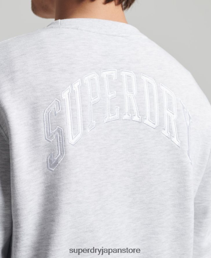 バーシティ アーチ クルー スウェットシャツ 男性 Superdry 衣類 ライトグレー 2J62PZ778