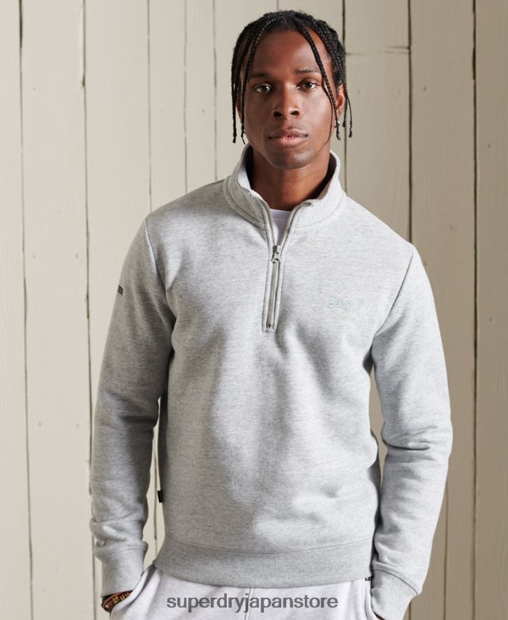 ヴィンテージロゴ刺繍ジップヘンリースウェットシャツ 男性 Superdry 衣類 グレー 2J62PZ779