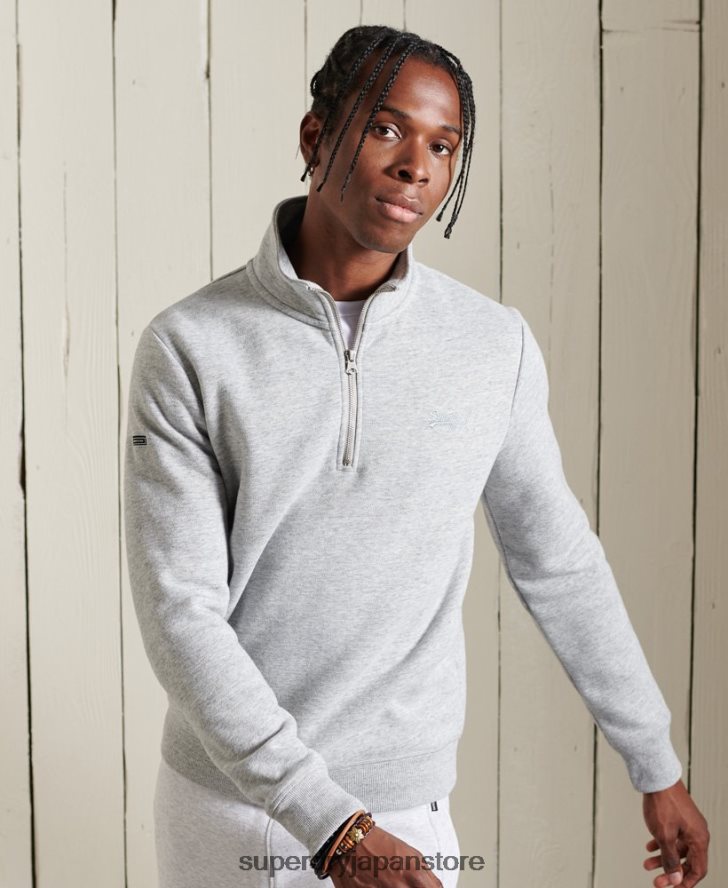 ヴィンテージロゴ刺繍ジップヘンリースウェットシャツ 男性 Superdry 衣類 グレー 2J62PZ779