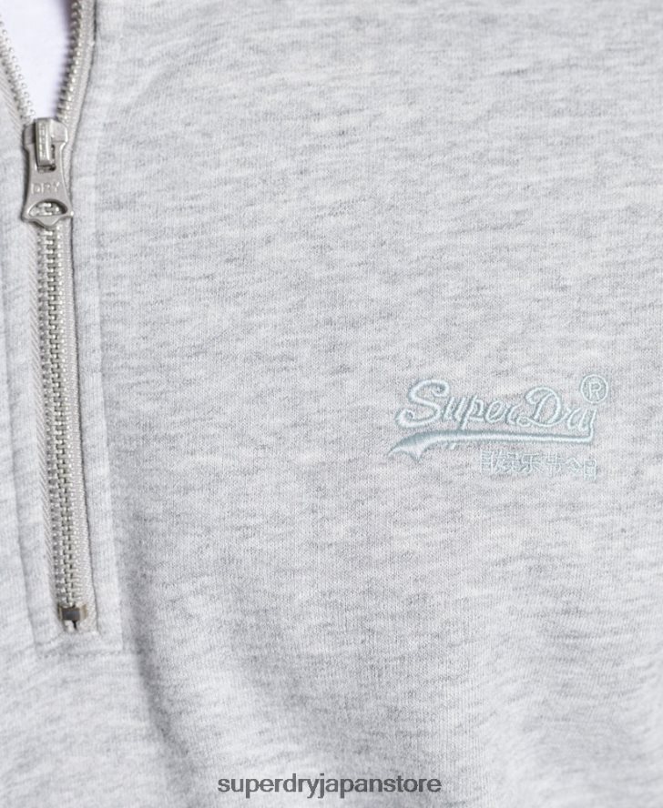 ヴィンテージロゴ刺繍ジップヘンリースウェットシャツ 男性 Superdry 衣類 グレー 2J62PZ779