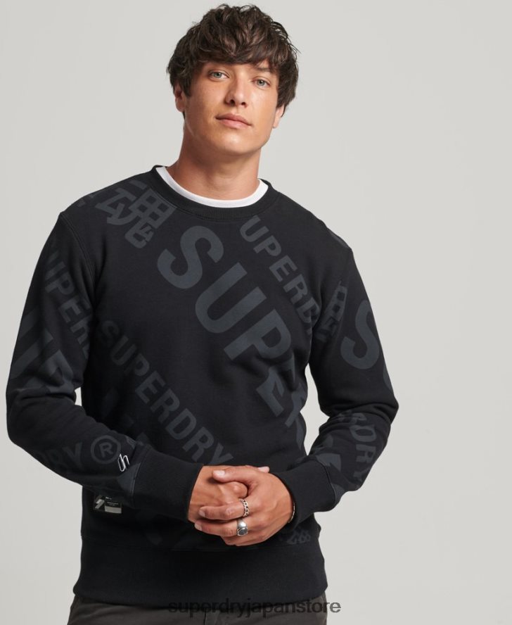 全面プリントロゴルーズクルースウェットシャツ 男性 Superdry 衣類 黒 2J62PZ786