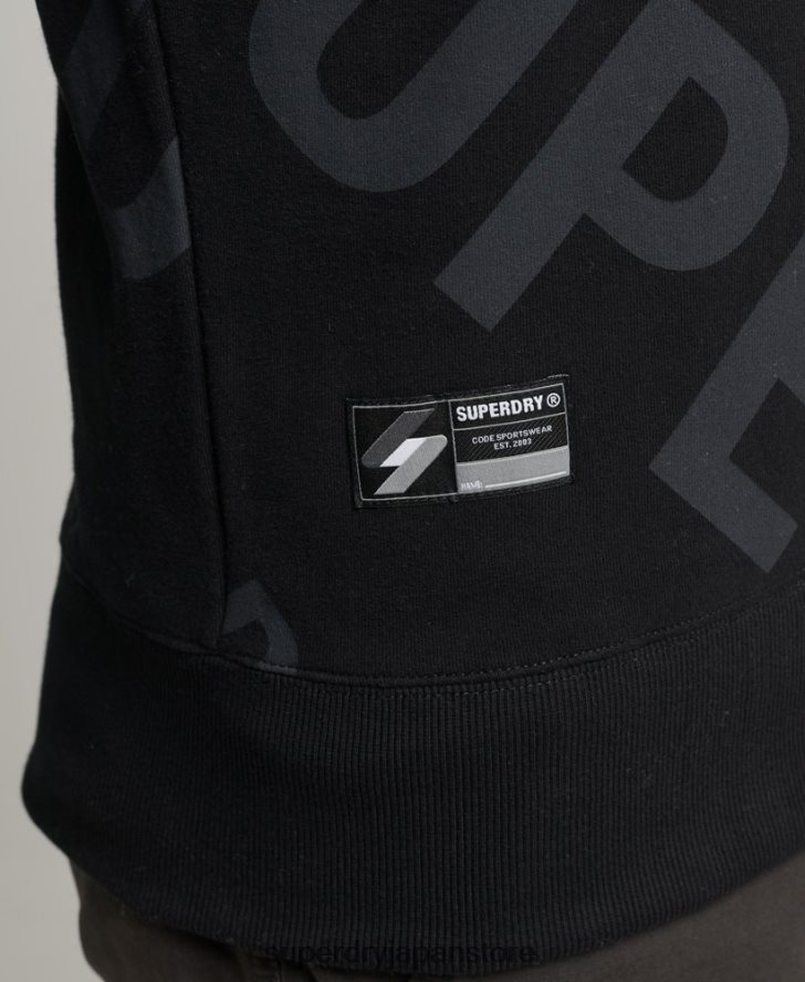全面プリントロゴルーズクルースウェットシャツ 男性 Superdry 衣類 黒 2J62PZ786