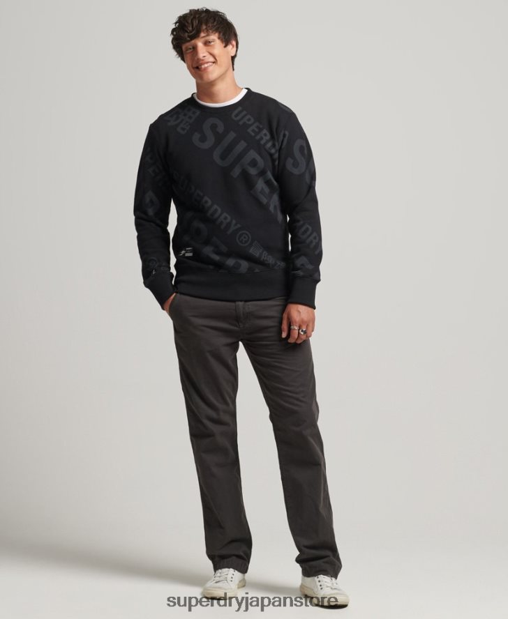 全面プリントロゴルーズクルースウェットシャツ 男性 Superdry 衣類 黒 2J62PZ786