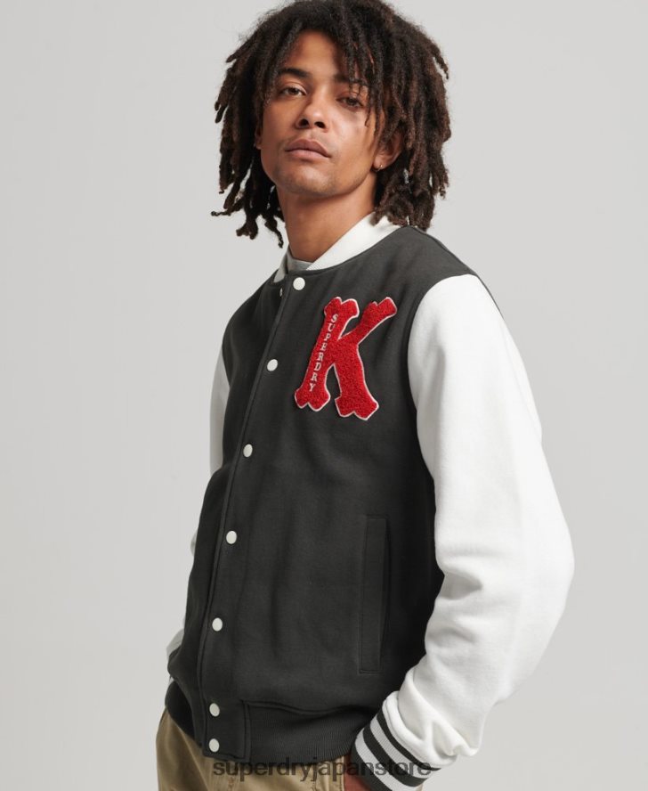 ヴィンテージ カレッジ ボンバー ジャケット 男性 Superdry 衣類 黒 2J62PZ796