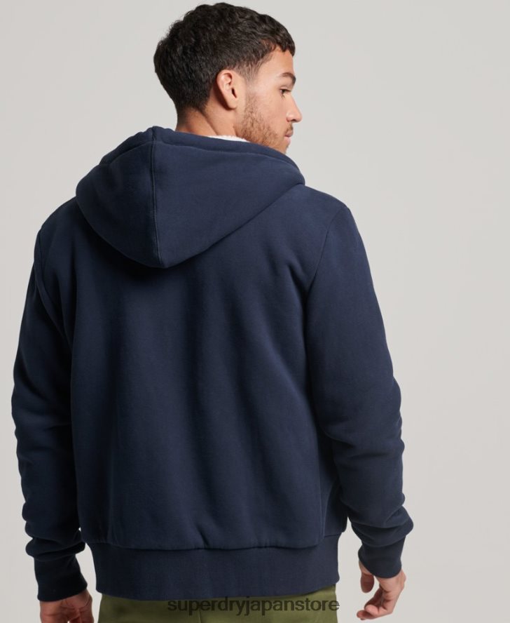 エッセンシャルボーグ裏地付きジップパーカー 男性 Superdry 衣類 海軍 2J62PZ797
