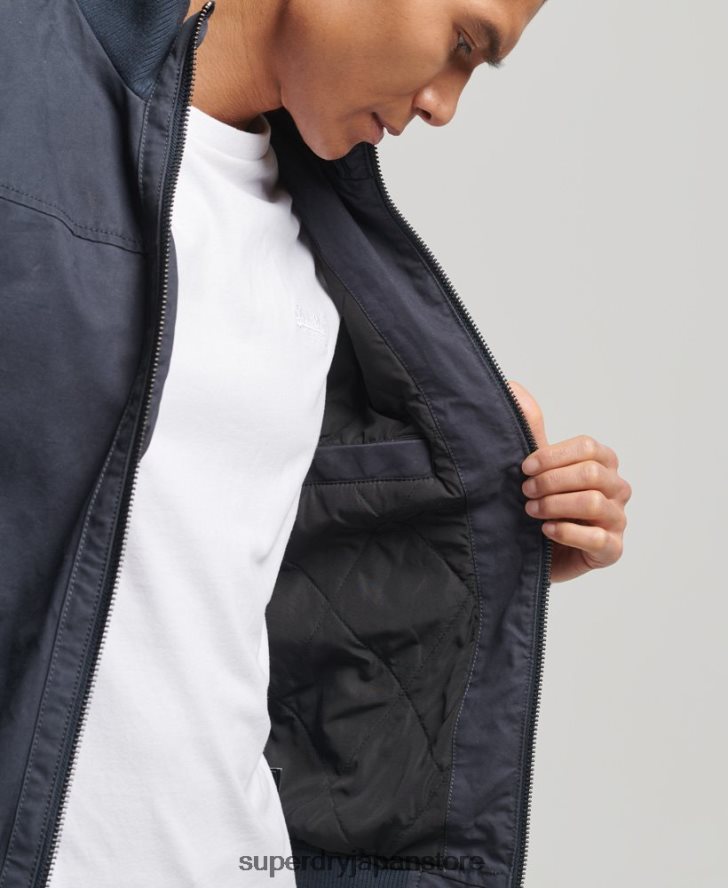 ニットカラーボンバージャケット 男性 Superdry 衣類 海軍 2J62PZ7