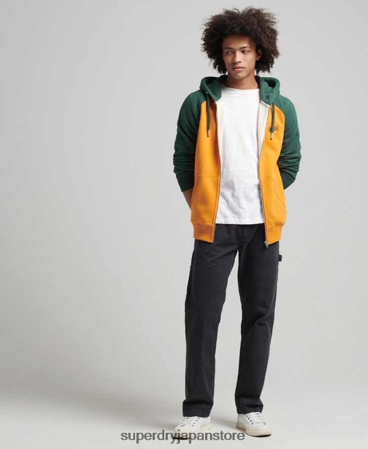 オーガニックコットン エッセンシャルロゴ ベースボール ジップ パーカー 男性 Superdry 衣類 金 2J62PZ803