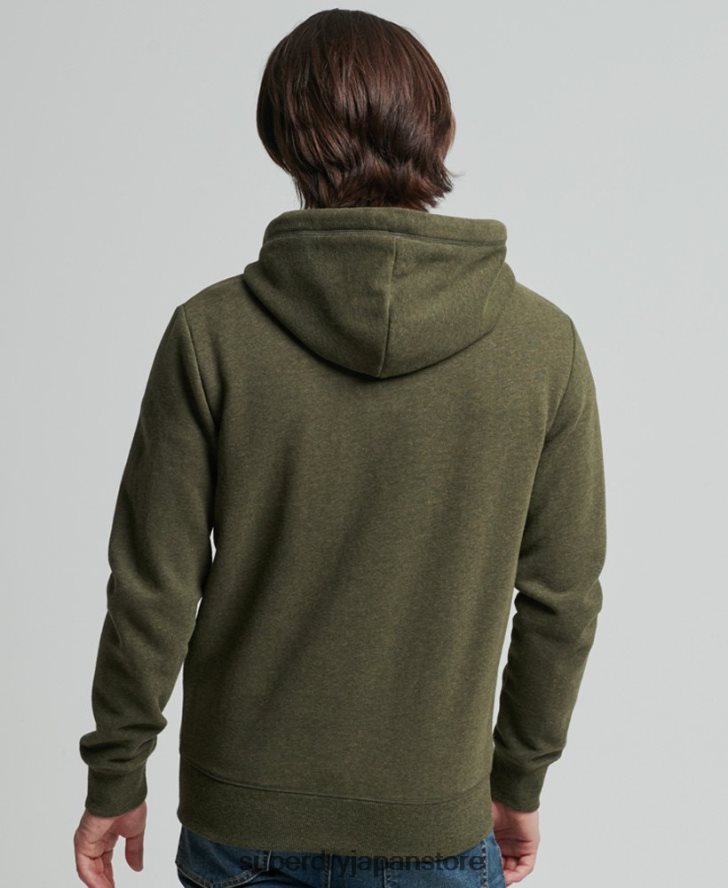 オーガニックコットン ヴィンテージロゴ ジップパーカー 男性 Superdry 衣類 カーキ 2J62PZ805