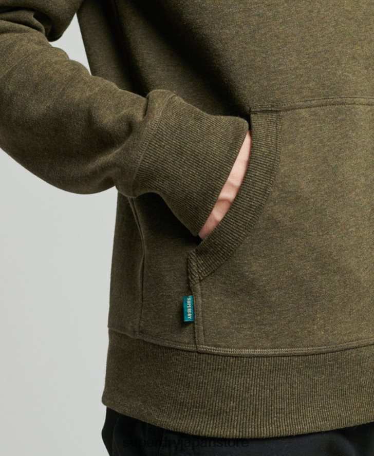オーガニックコットンのヴィンテージロゴ刺繍パーカー 男性 Superdry 衣類 カーキ 2J62PZ809