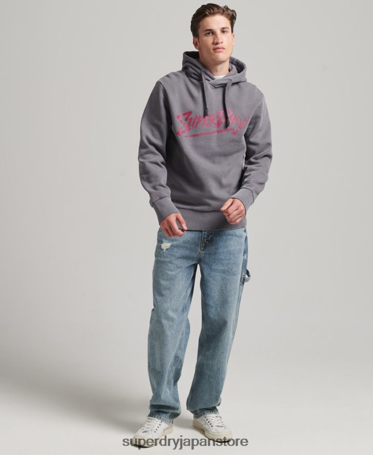 ヴィンテージインディーマークパーカー 男性 Superdry 衣類 濃い灰色 2J62PZ811