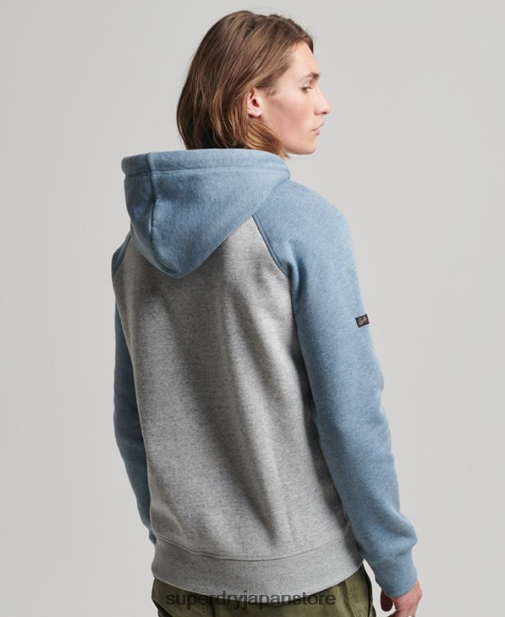 オーガニックコットン ヴィンテージロゴ ヘリテージラグランパーカー 男性 Superdry 衣類 グレー 2J62PZ812