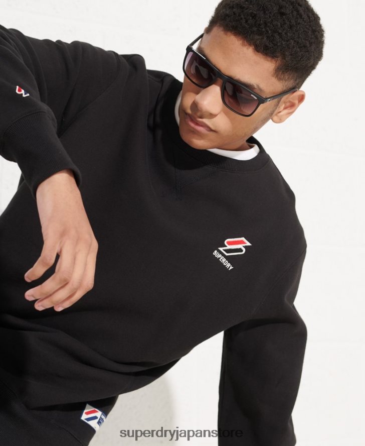 スポーツスタイルエッセンシャルクルーネックスウェットシャツ 男性 Superdry 衣類 黒 2J62PZ814