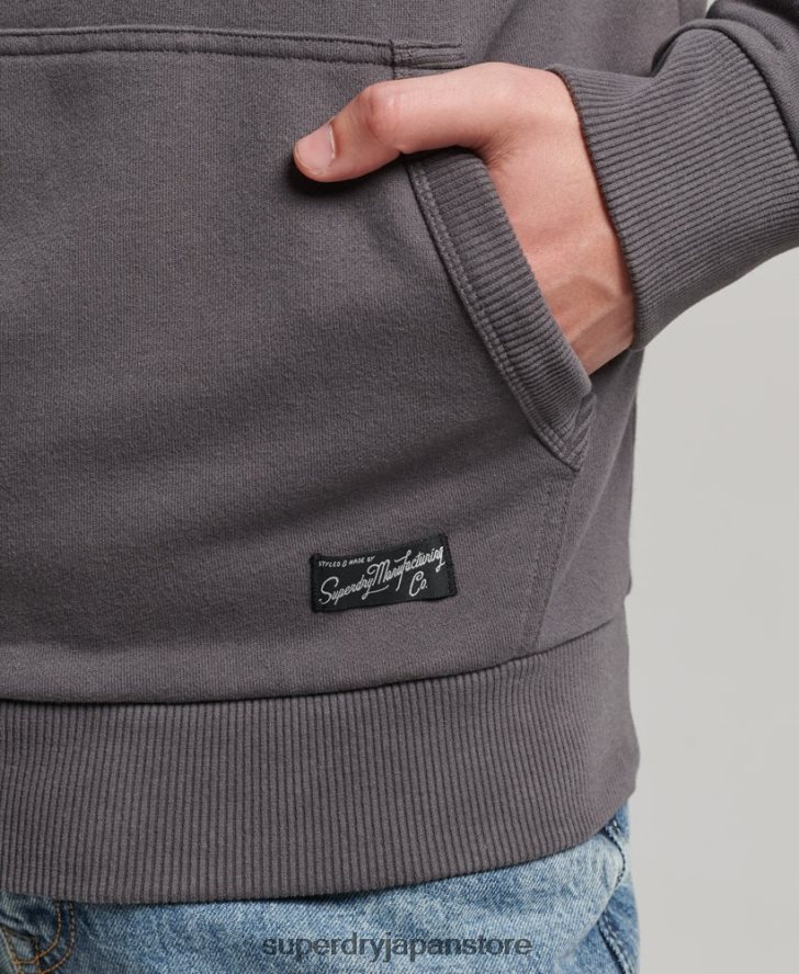 ヴィンテージ ダウンタウン スクリプト アンブラッシュ パーカー 男性 Superdry 衣類 濃い灰色 2J62PZ817