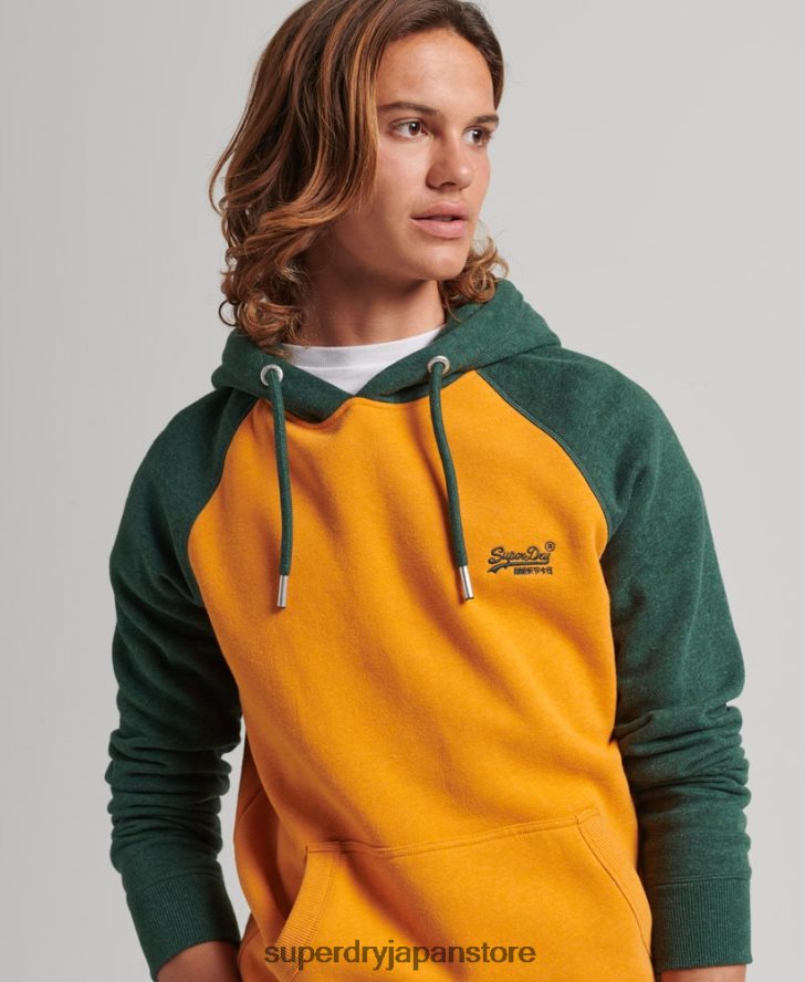 オーガニックコットンのヴィンテージロゴベースボールパーカー 男性 Superdry 衣類 金 2J62PZ820