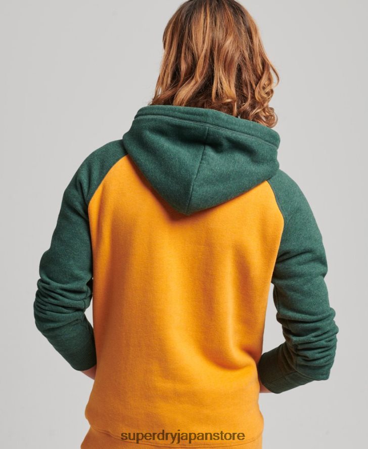 オーガニックコットンのヴィンテージロゴベースボールパーカー 男性 Superdry 衣類 金 2J62PZ820