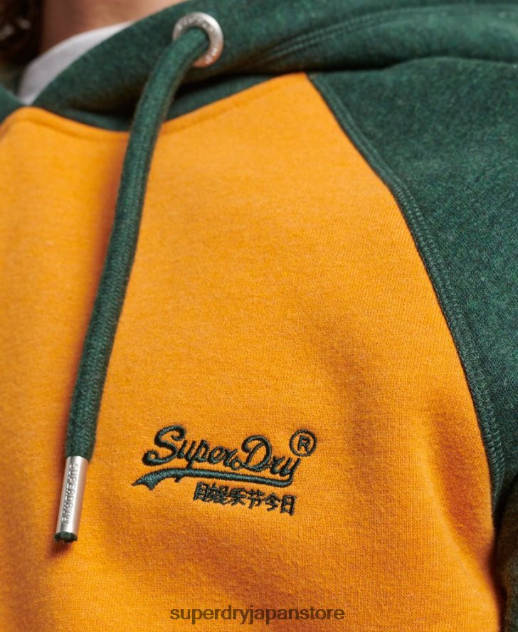 オーガニックコットンのヴィンテージロゴベースボールパーカー 男性 Superdry 衣類 金 2J62PZ820