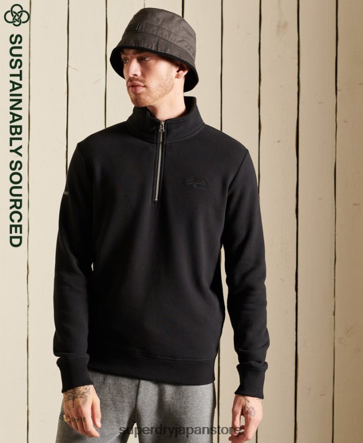 ヴィンテージロゴ刺繍ジップヘンリースウェットシャツ 男性 Superdry 衣類 黒 2J62PZ821