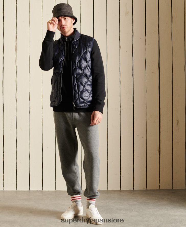 ヴィンテージロゴ刺繍ジップヘンリースウェットシャツ 男性 Superdry 衣類 黒 2J62PZ821