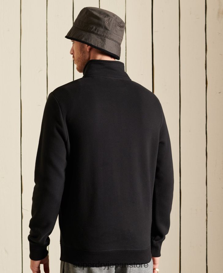 ヴィンテージロゴ刺繍ジップヘンリースウェットシャツ 男性 Superdry 衣類 黒 2J62PZ821