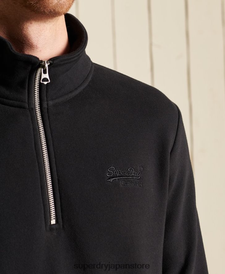 ヴィンテージロゴ刺繍ジップヘンリースウェットシャツ 男性 Superdry 衣類 黒 2J62PZ821