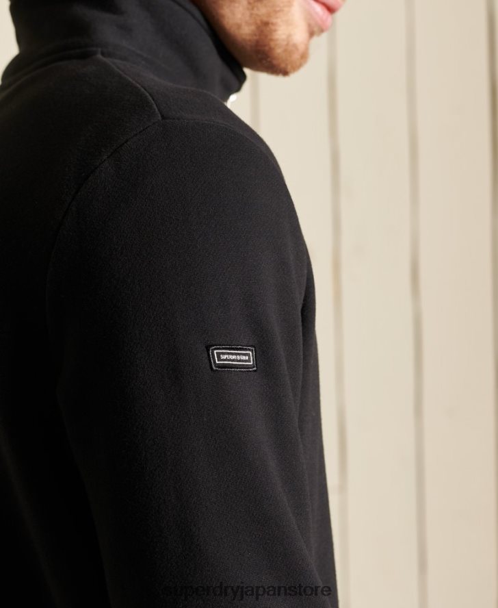 ヴィンテージロゴ刺繍ジップヘンリースウェットシャツ 男性 Superdry 衣類 黒 2J62PZ821
