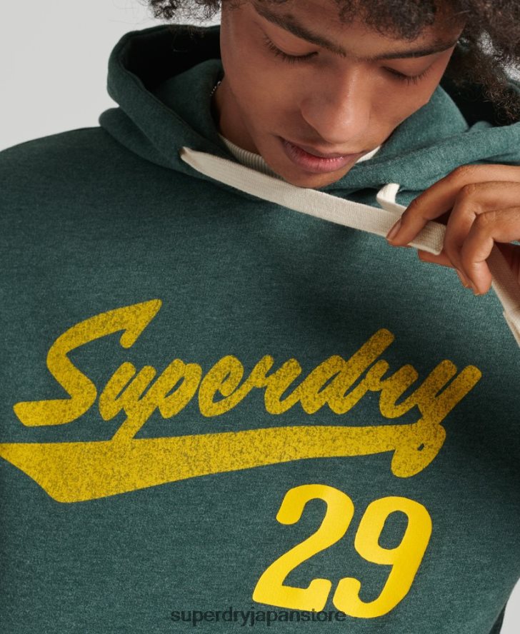 ヴィンテージ アスレチック シティ スクリプト パーカー 男性 Superdry 衣類 緑 2J62PZ824