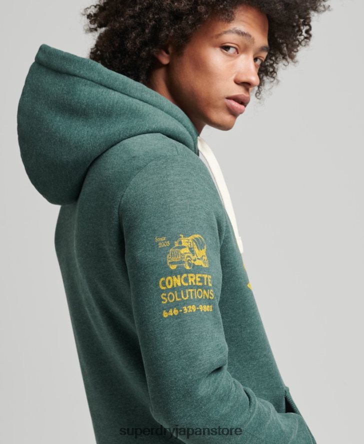 ヴィンテージ アスレチック シティ スクリプト パーカー 男性 Superdry 衣類 緑 2J62PZ824