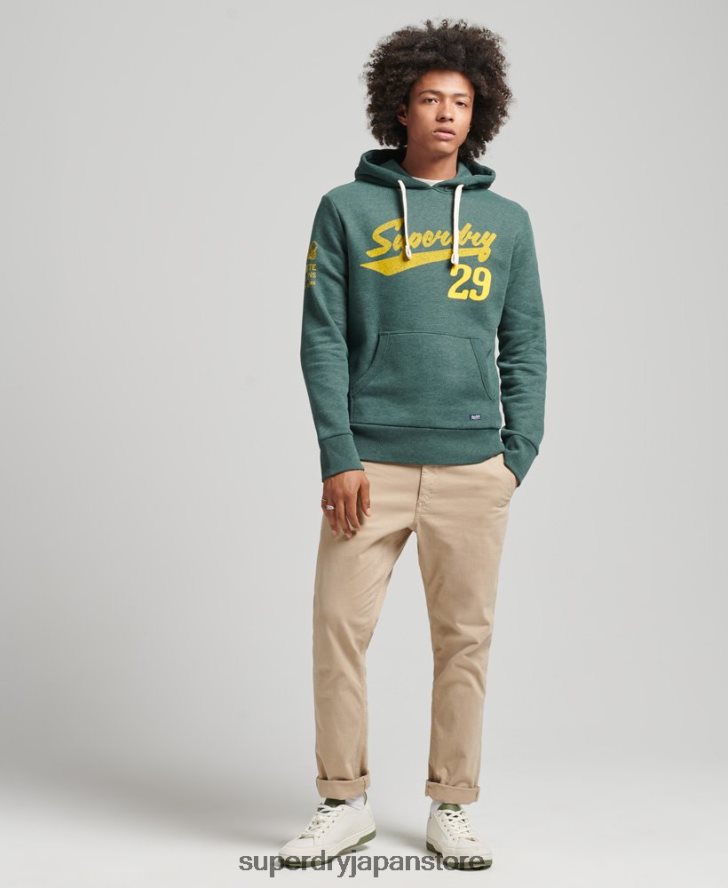ヴィンテージ アスレチック シティ スクリプト パーカー 男性 Superdry 衣類 緑 2J62PZ824