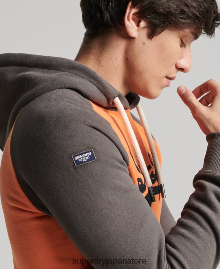 ヴィンテージロゴアメリカンクラシックラグランパーカー 男性 Superdry 衣類 オレンジ 2J62PZ832
