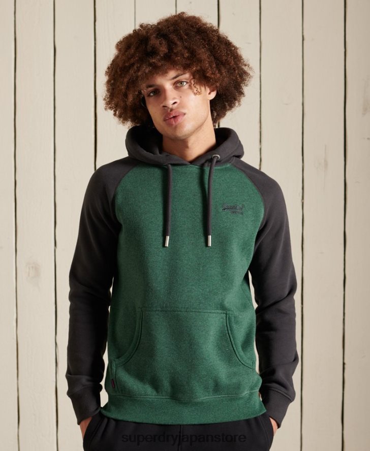 ヴィンテージロゴ刺繍ベースボールパーカー 男性 Superdry 衣類 緑 2J62PZ833