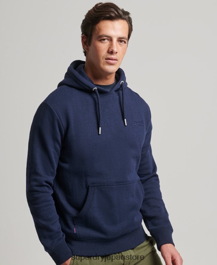 ヴィンテージロゴ刺繍パーカー 男性 Superdry 衣類 海軍 2J62PZ838