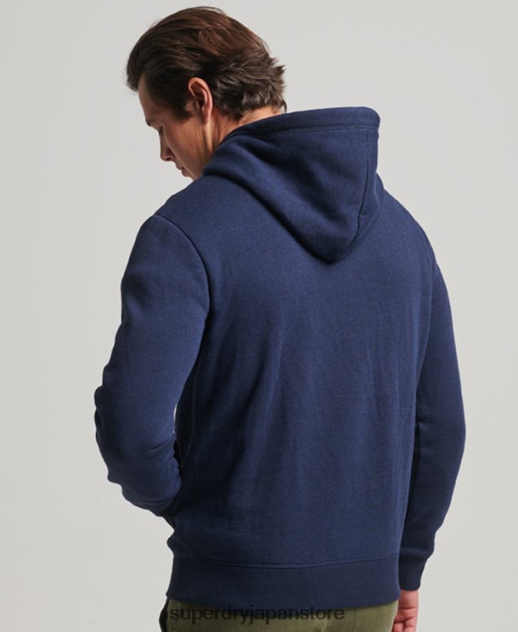 ヴィンテージロゴ刺繍パーカー 男性 Superdry 衣類 海軍 2J62PZ838