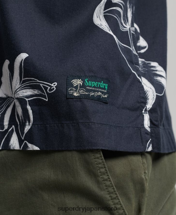 半袖アロハシャツ 男性 Superdry 衣類 海軍 2J62PZ83