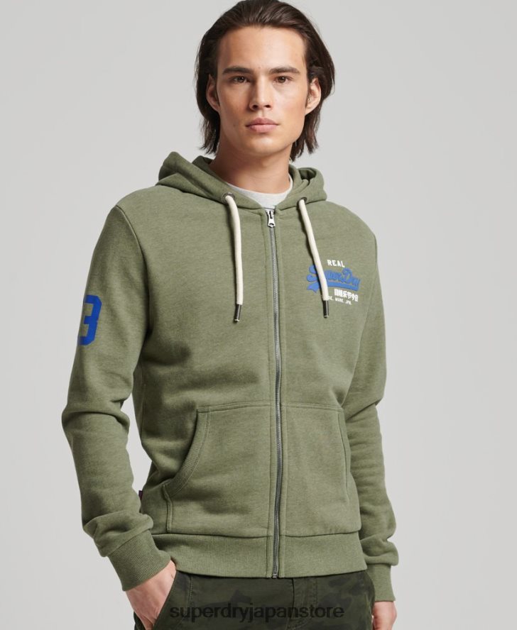 ヴィンテージロゴクラシックジップパーカー 男性 Superdry 衣類 緑 2J62PZ840