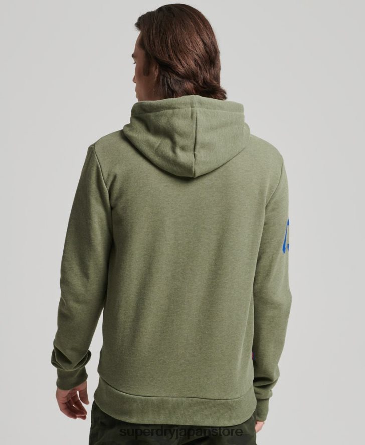 ヴィンテージロゴクラシックジップパーカー 男性 Superdry 衣類 緑 2J62PZ840
