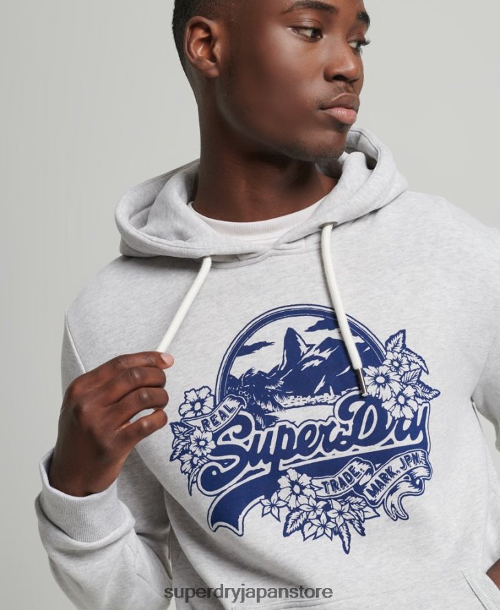 ヴィンテージロゴのシーズンパーカー 男性 Superdry 衣類 ライトグレー 2J62PZ841